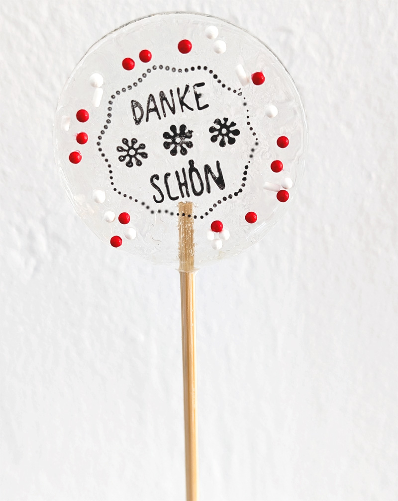 grosser runder lolli mit stempelung danke schoen